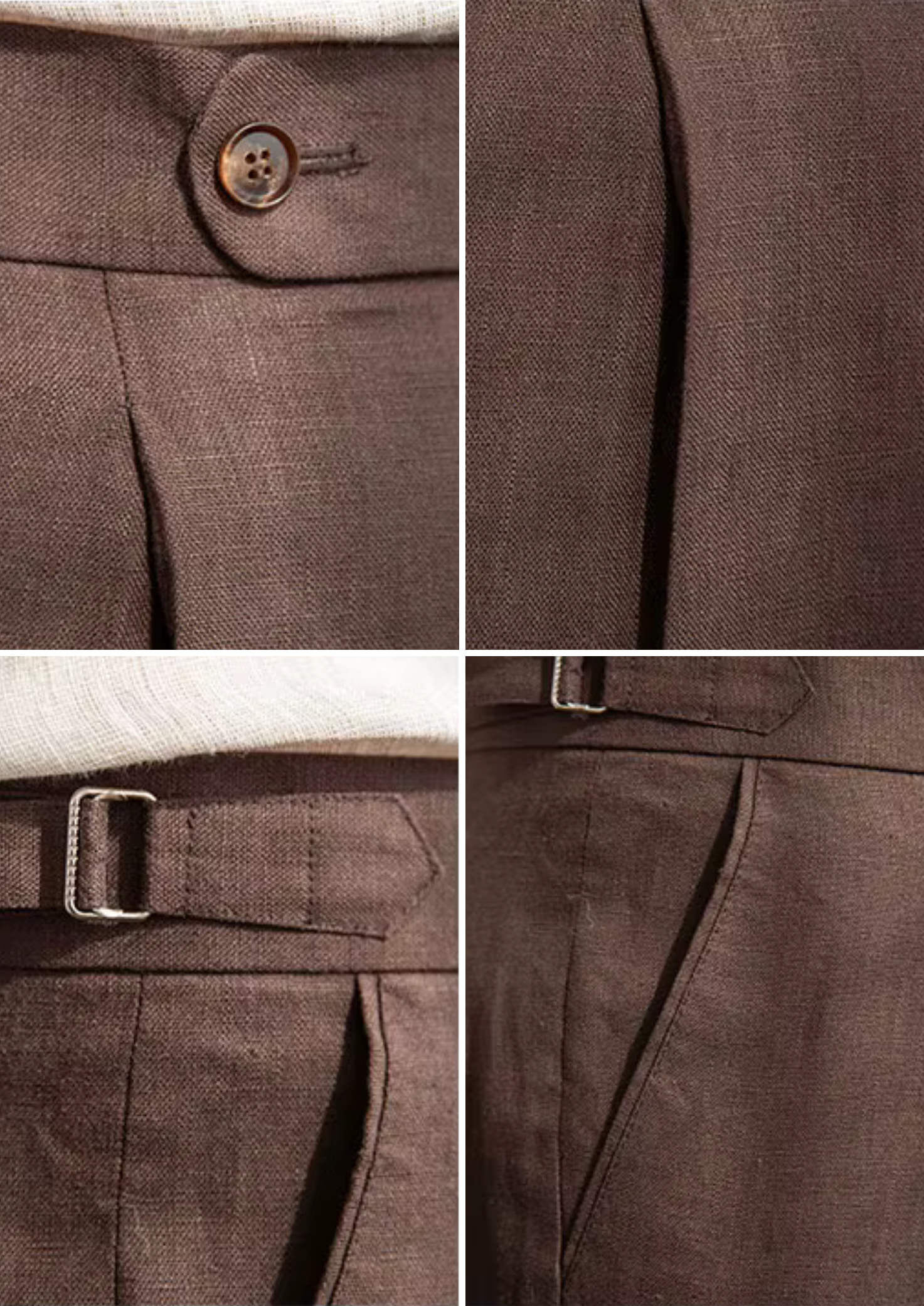 Tuscany Pleated Coastal Trousers - Dark Brown | Castielli