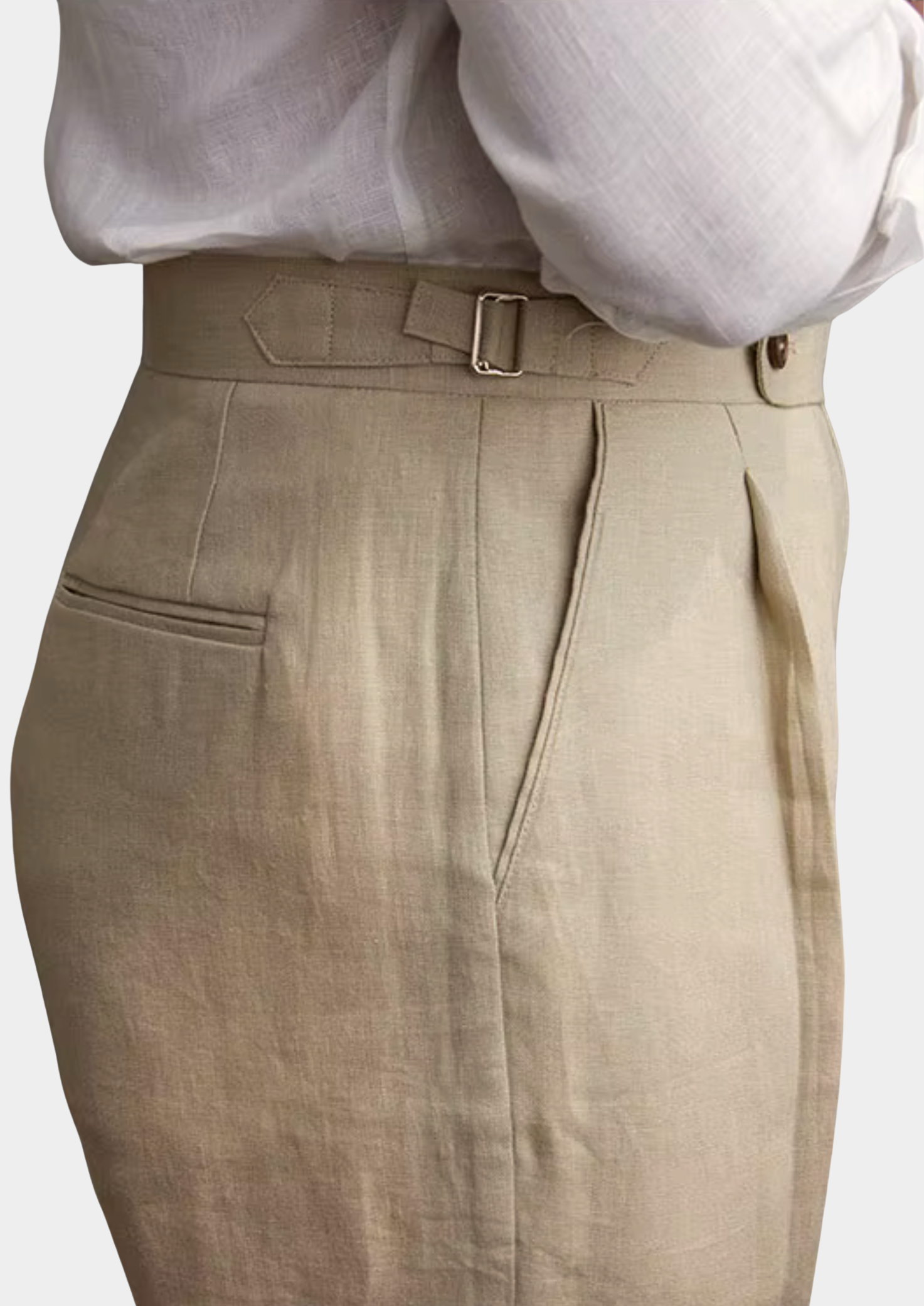 Tuscany Pleated Coastal Trousers - Sand | Castielli
