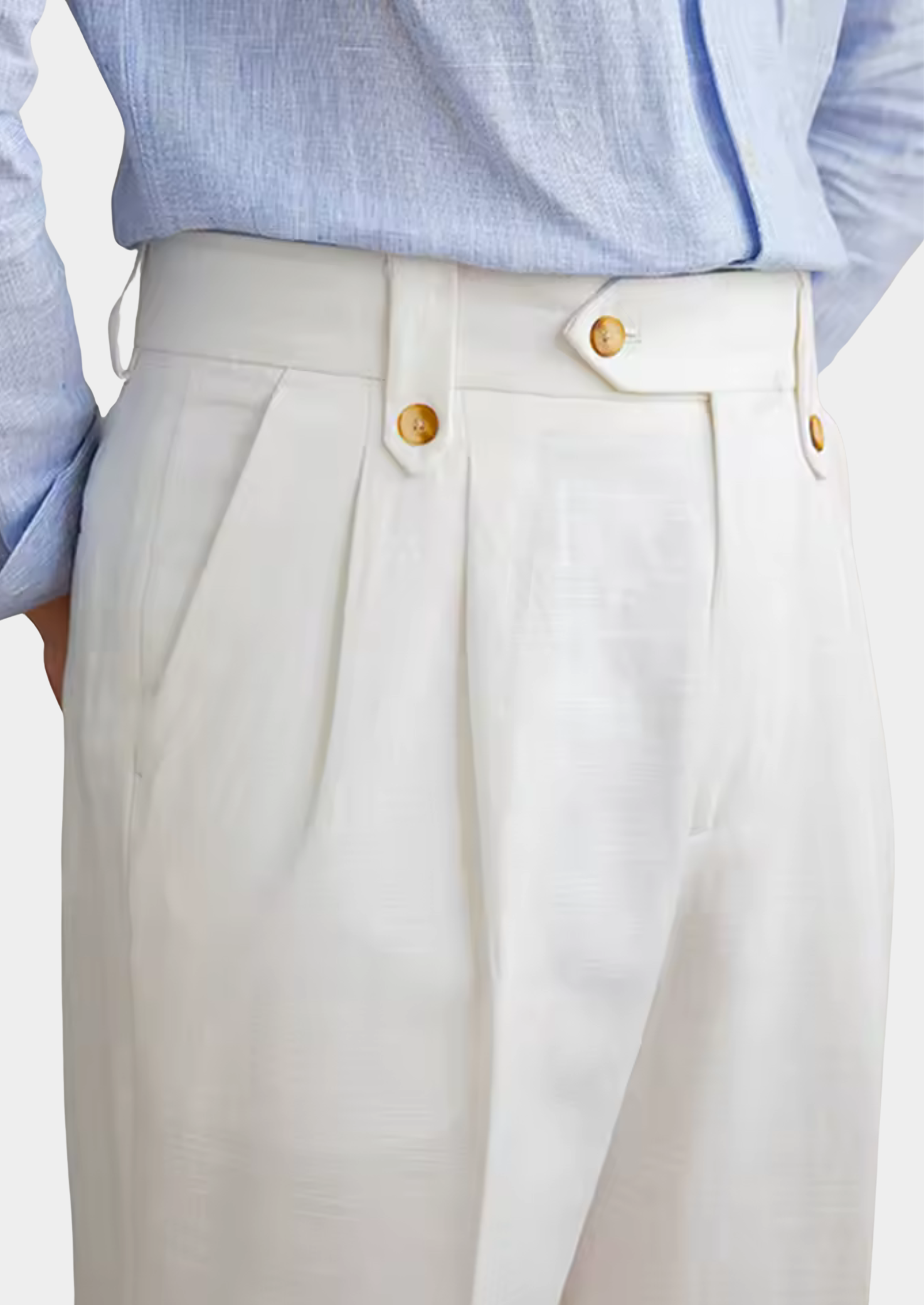 Cagliari Pleated Coastal Trousers - White | Castielli