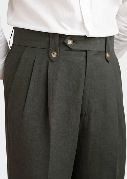 Cagliari Pleated Coastal Trousers - Olive | Castielli