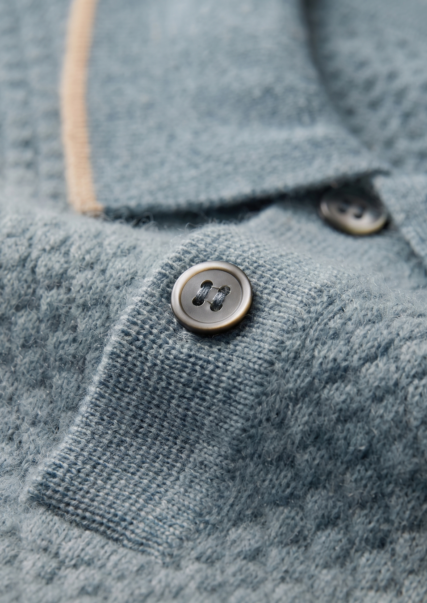 Premium Cashmere Sea Blue Two-Tone Polo | Castielli