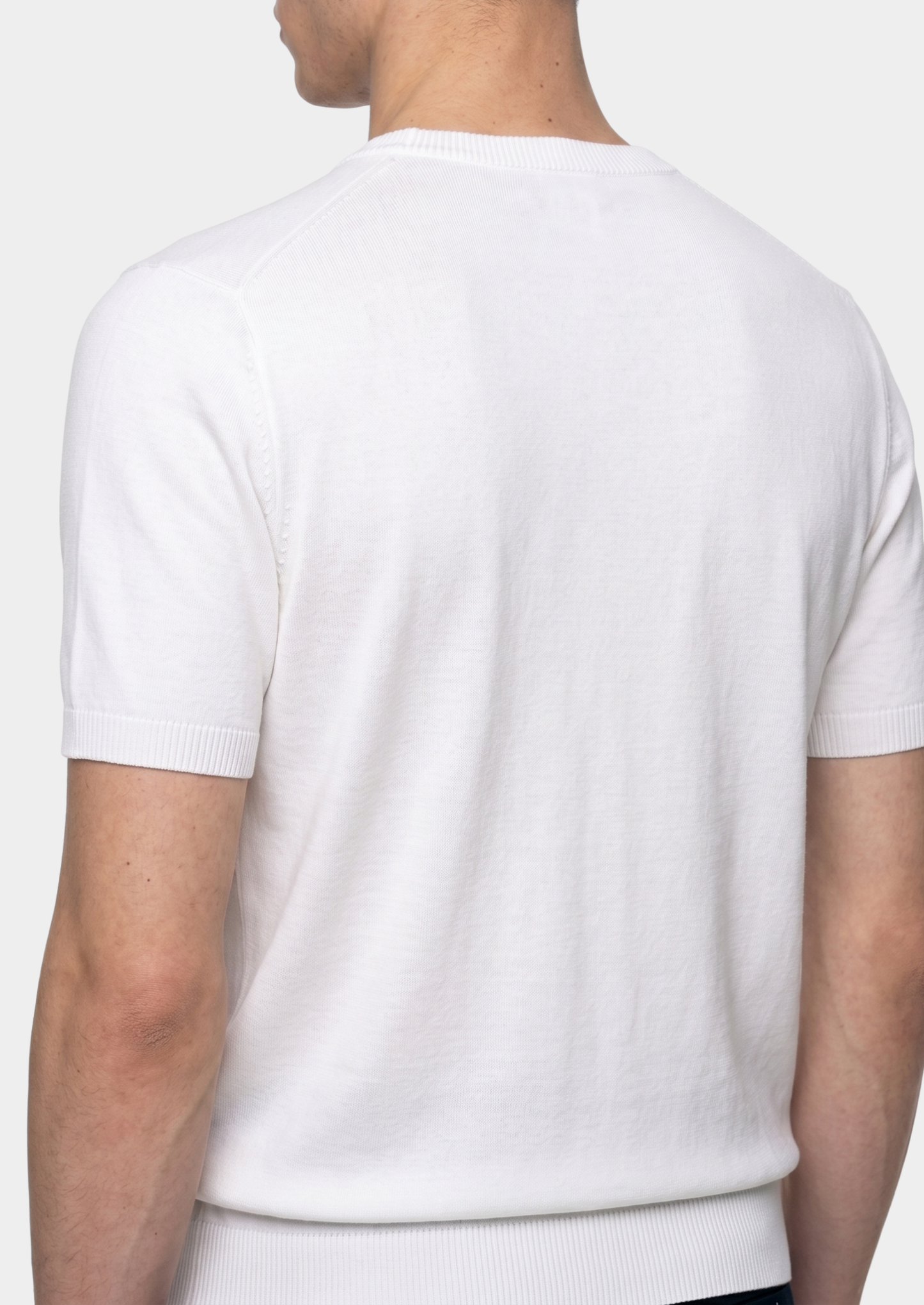 Essential White Knitted Crewneck T-Shirt | Castielli