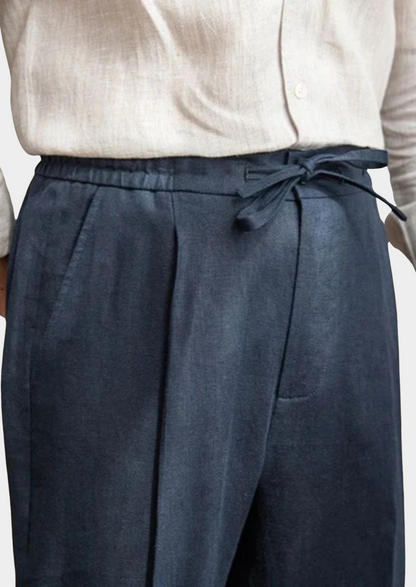 Drawstring Coastal Trousers - Navy Blue | Castielli