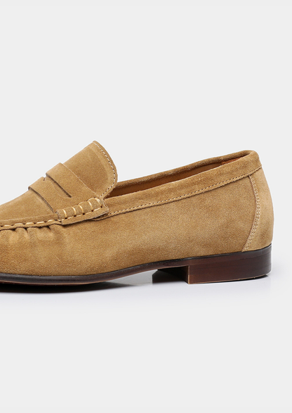 Caramel Classic Penny Suede Loafers | Castielli