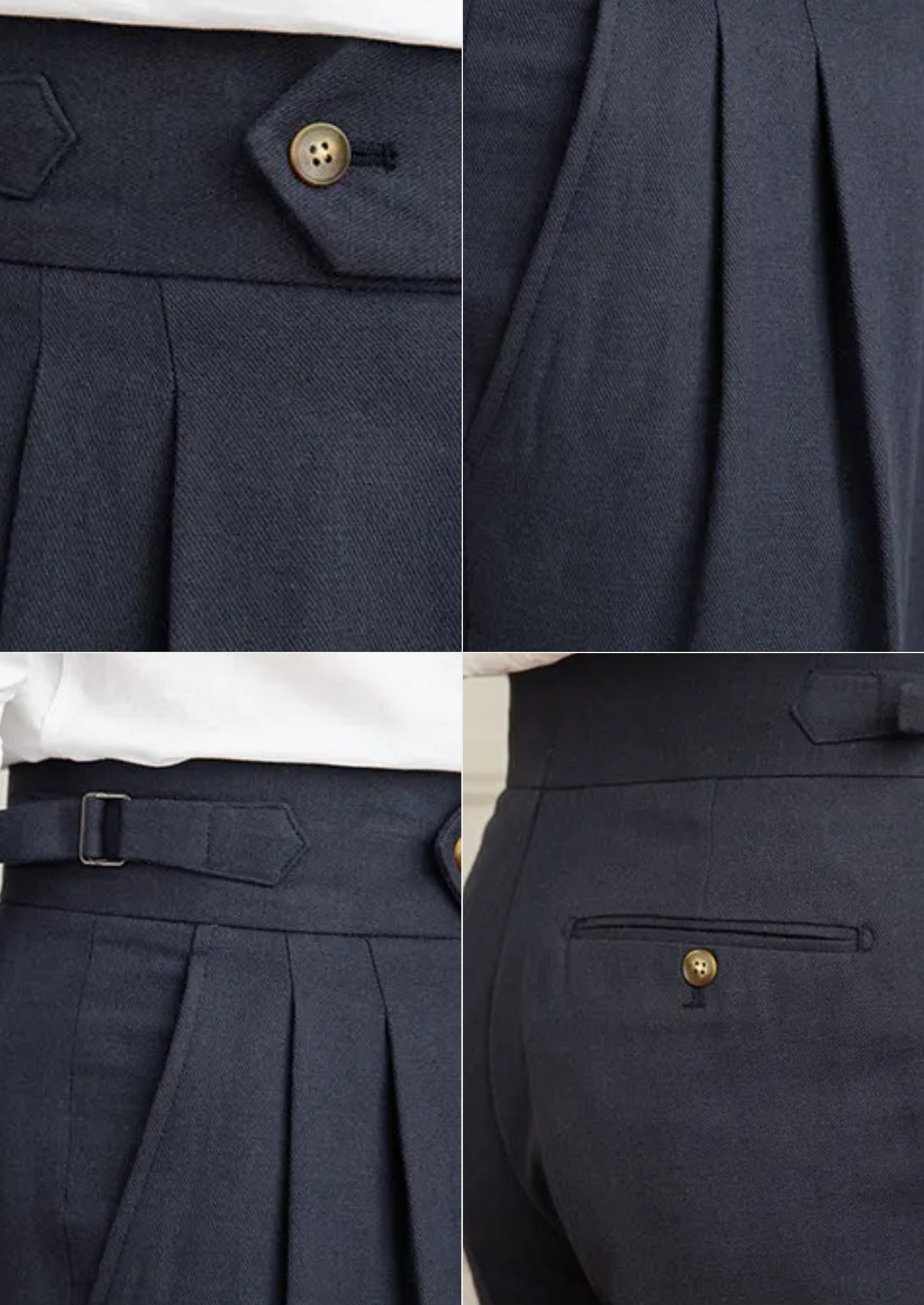 Napoli Pleated Coastal Trousers - Navy Blue | Castielli