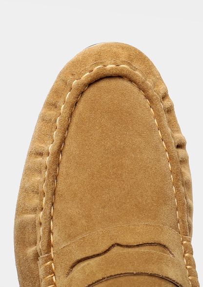 Caramel Classic Penny Suede Loafers | Castielli