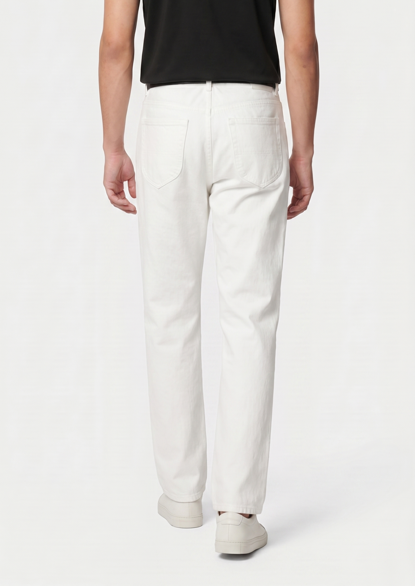 Essential White Straight Leg Denim Trousers | Castielli