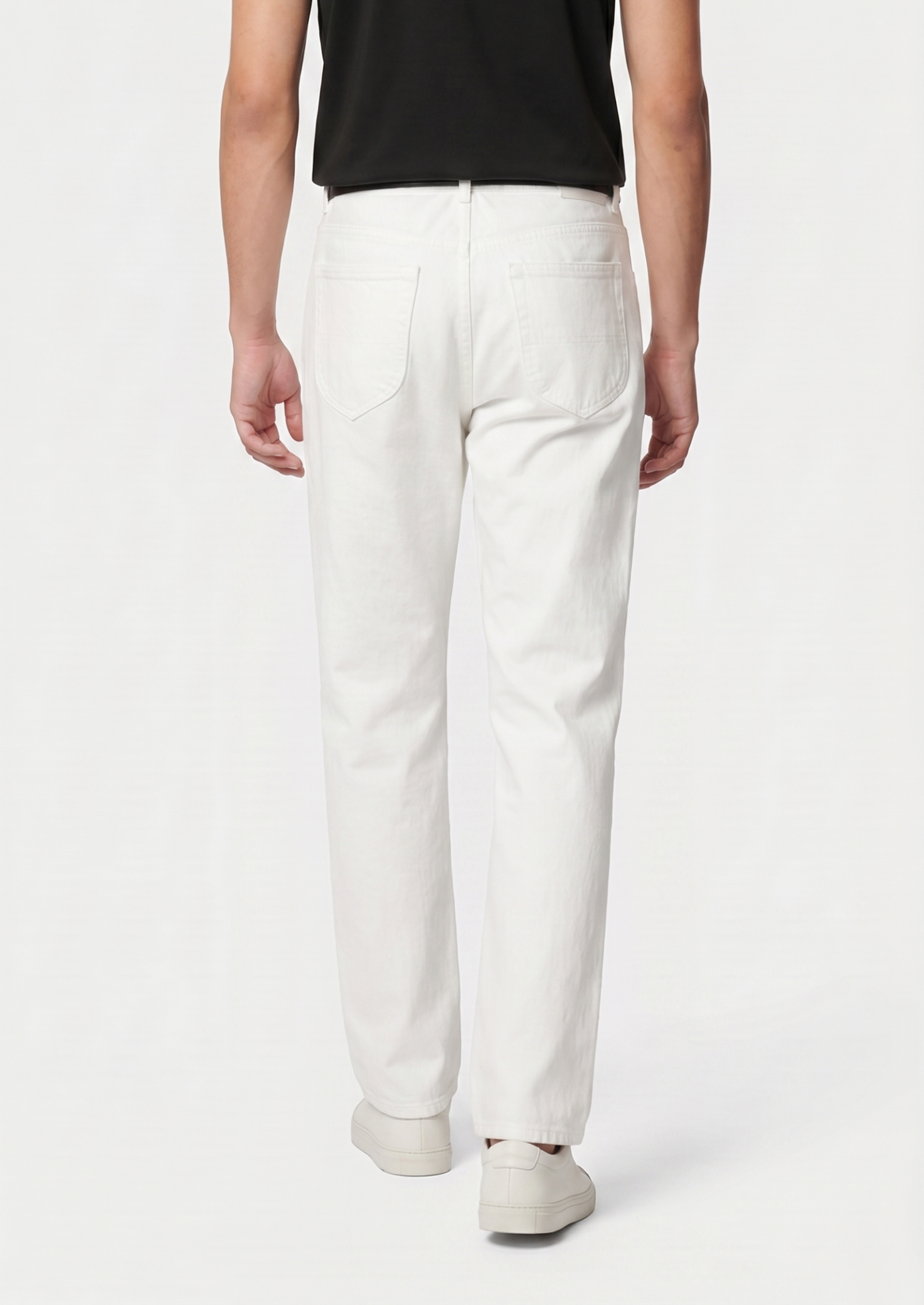 Essential White Straight Leg Denim Trousers | Castielli