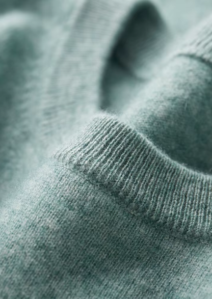 Premium Cashmere Classic Crewneck T-Shirt - Verdant Slate | Castielli