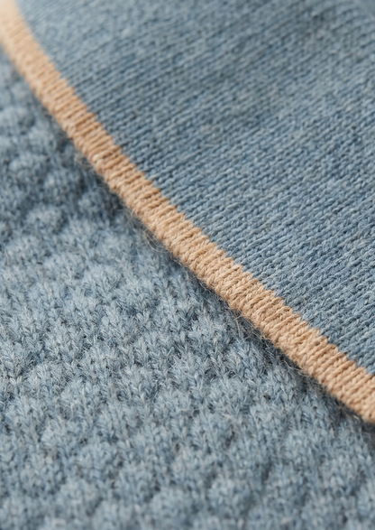 Premium Cashmere Sea Blue Two-Tone Polo | Castielli