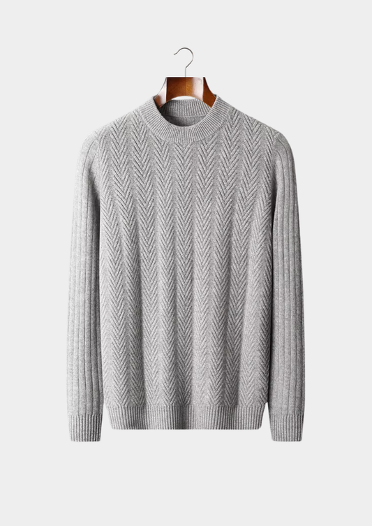 Pure Extra-Fine Merino Wool Herringbone Crewneck | Castielli