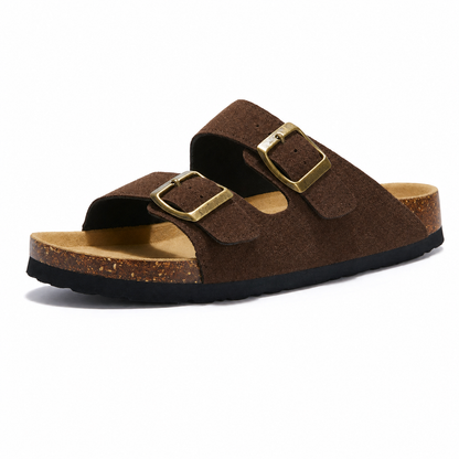 Maibulun Suede Arizona Sandals - Dark Brown | Castielli