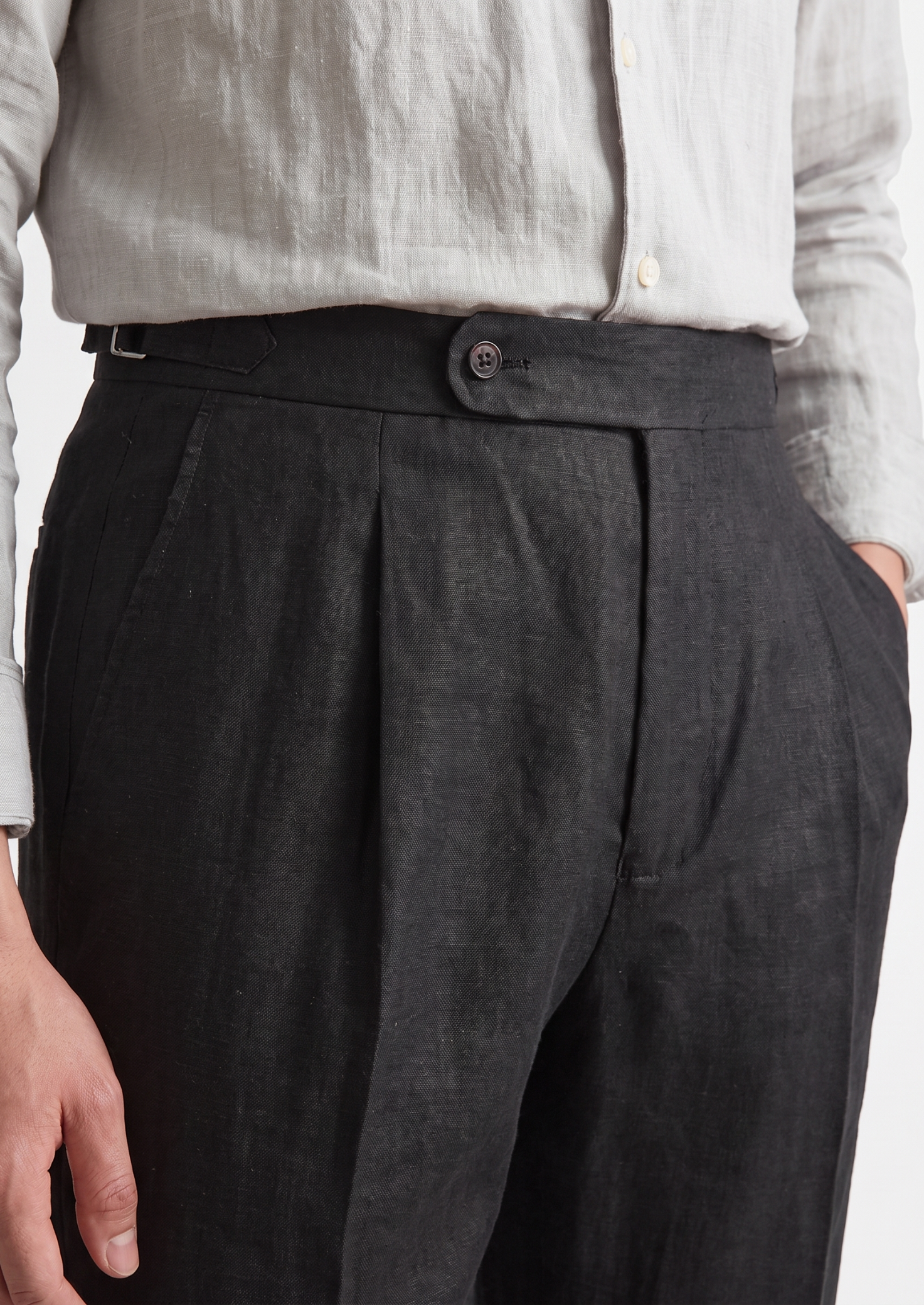 Tuscany Pleated Coastal Trousers - Black | Castielli