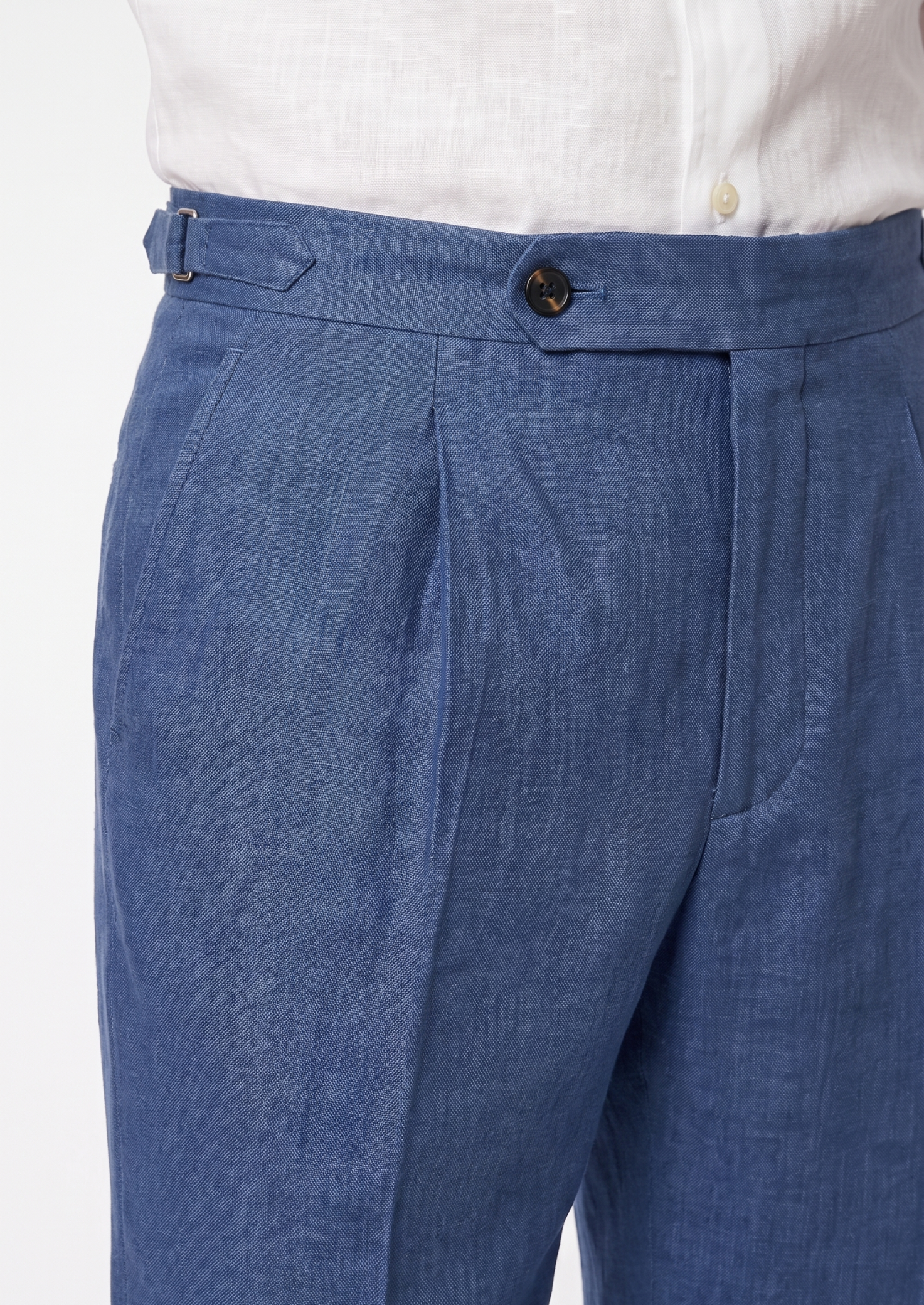 Tuscany Pleated Coastal Trousers - Blue | Castielli