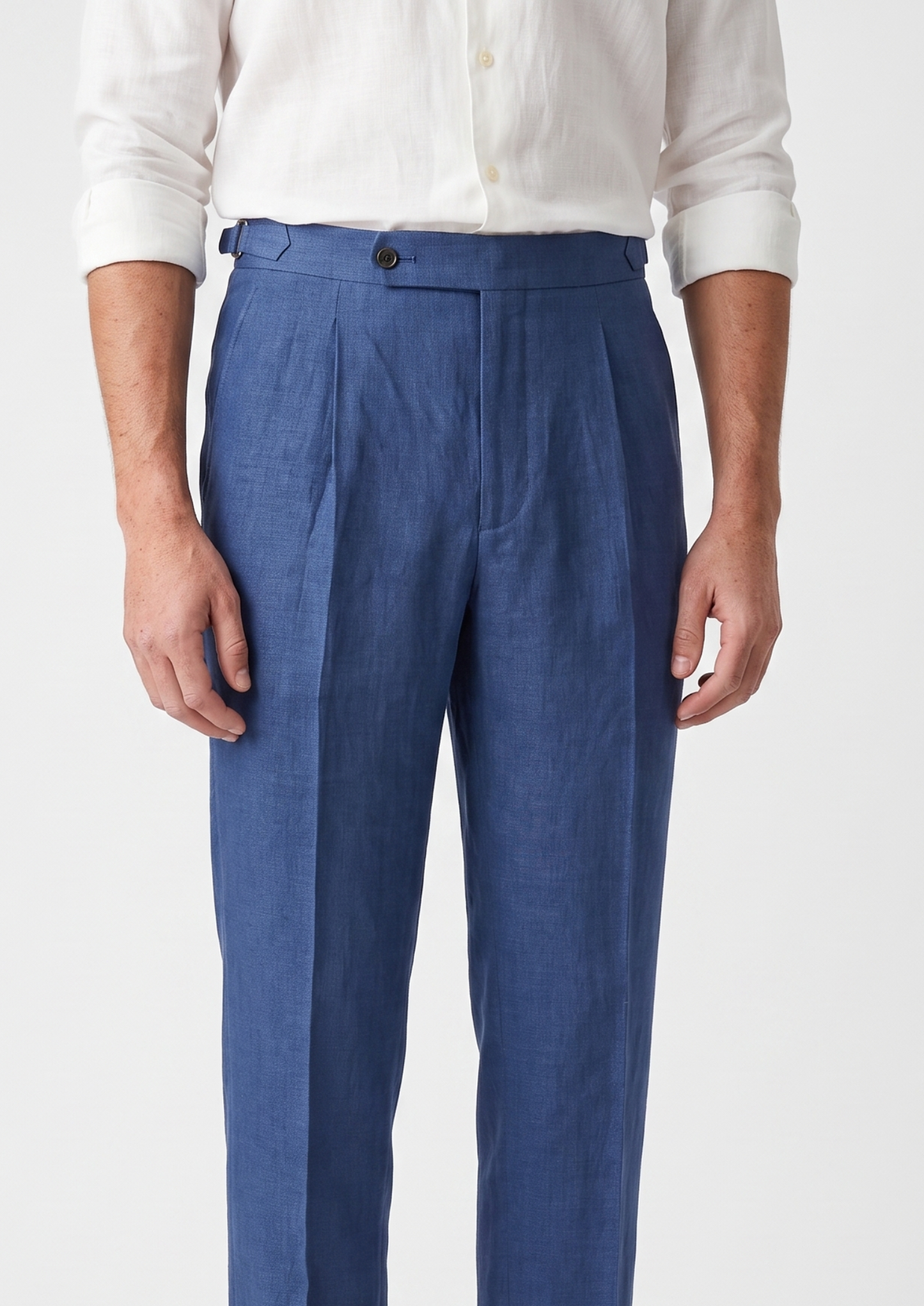 Tuscany Pleated Coastal Trousers - Blue | Castielli