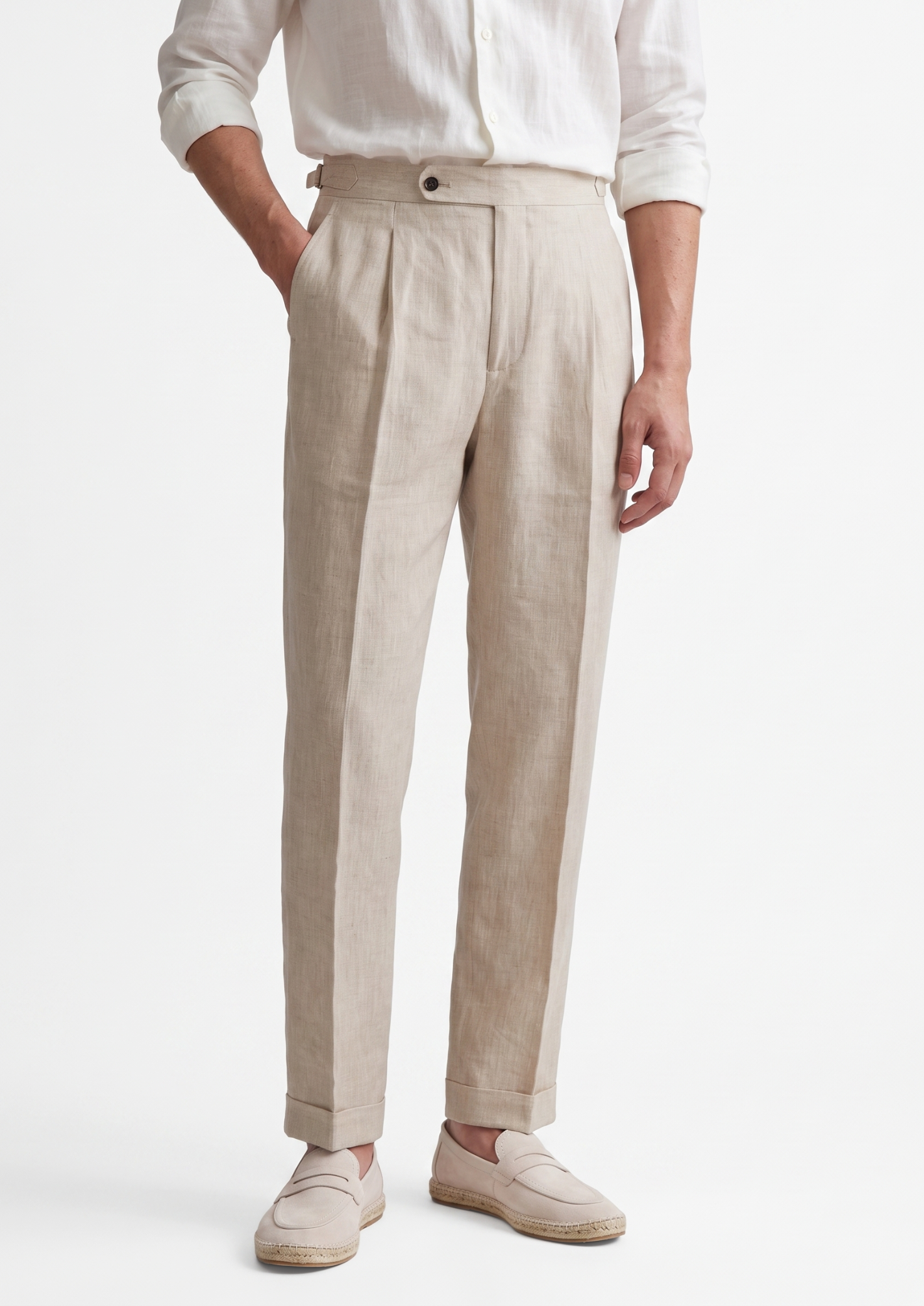 Tuscany Pleated Coastal Trousers - Ivory | Castielli