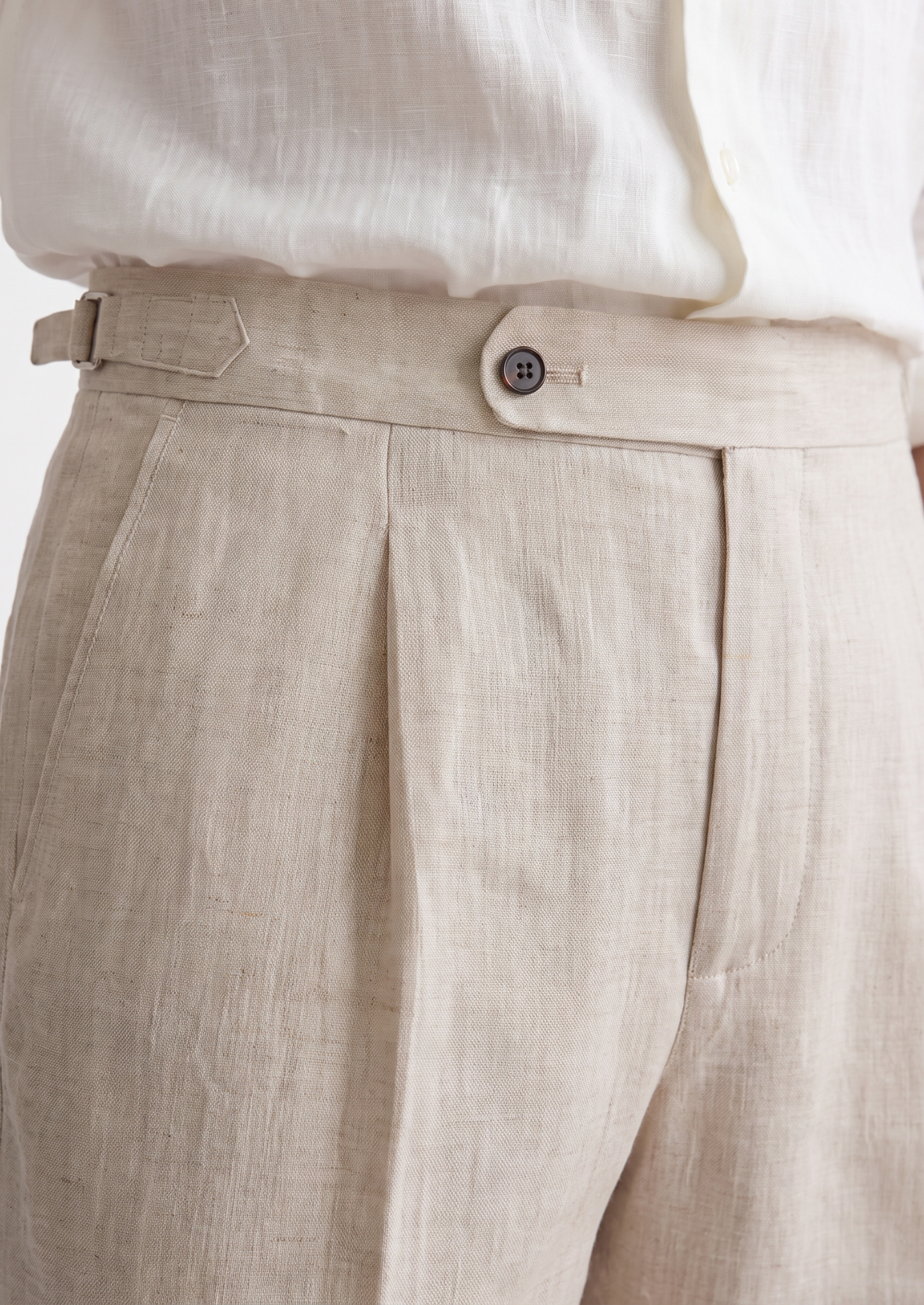Tuscany Pleated Coastal Trousers - Ivory | Castielli