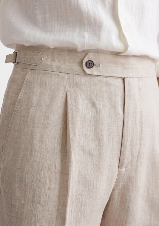 Tuscany Pleated Coastal Trousers - Ivory | Castielli