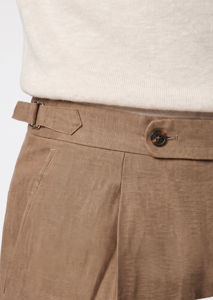 Tuscany Pleated Coastal Trousers - Caramel | Castielli