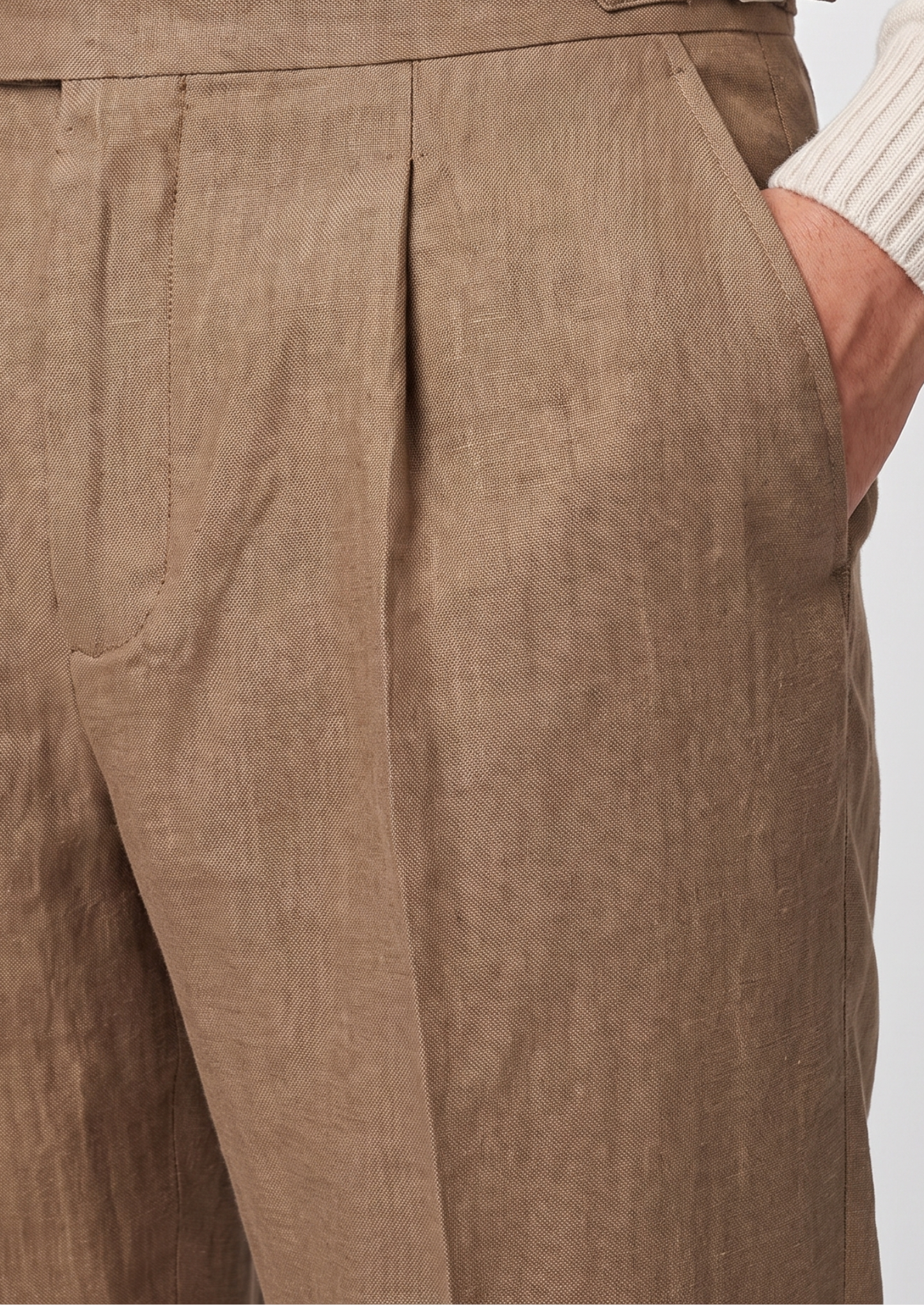 Tuscany Pleated Coastal Trousers - Caramel | Castielli