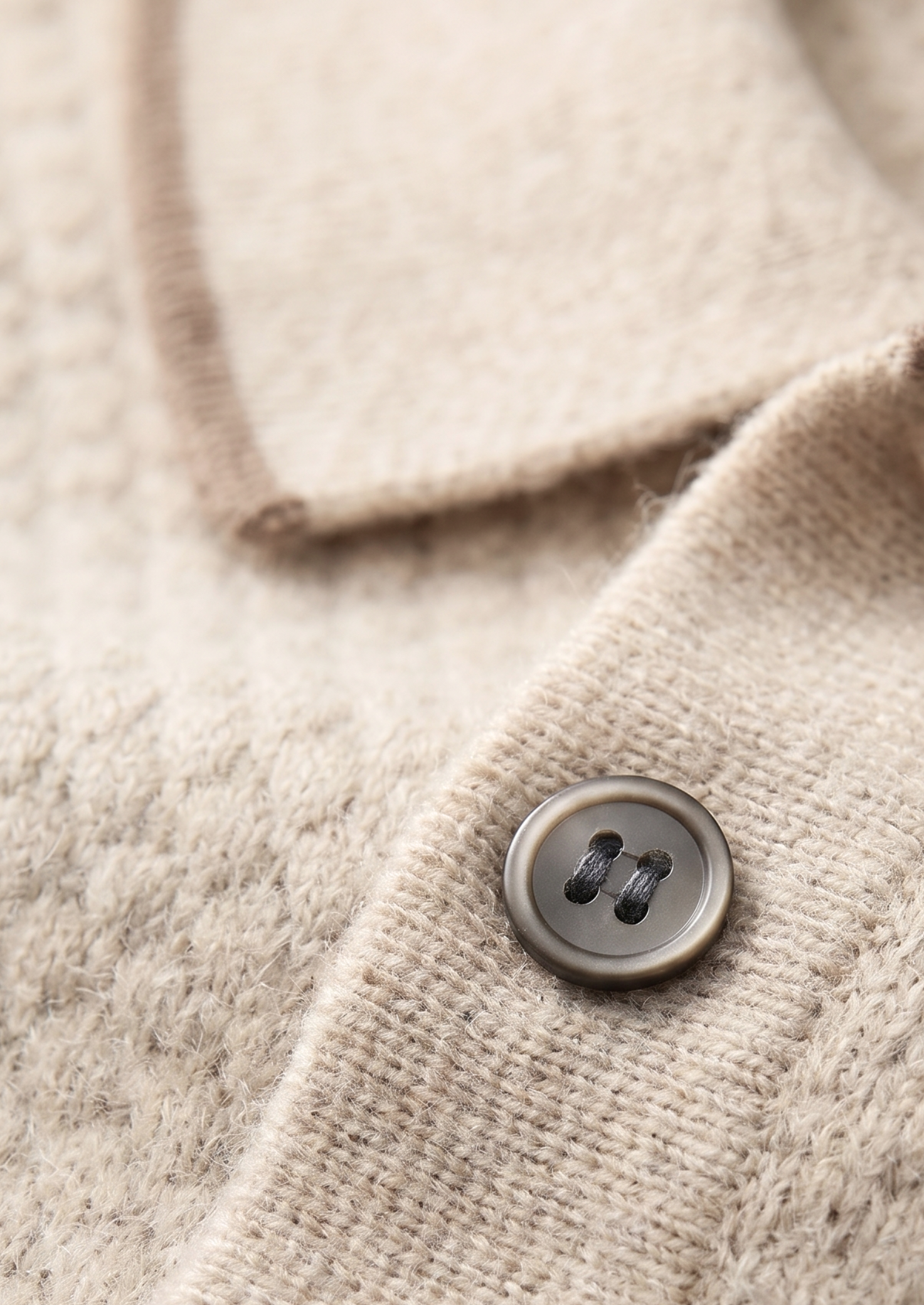 Premium Cashmere Ivory Two-Tone Polo | Castielli