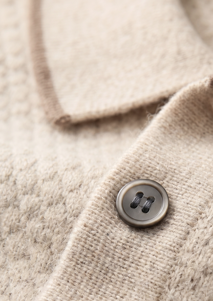 Premium Cashmere Ivory Two-Tone Polo | Castielli