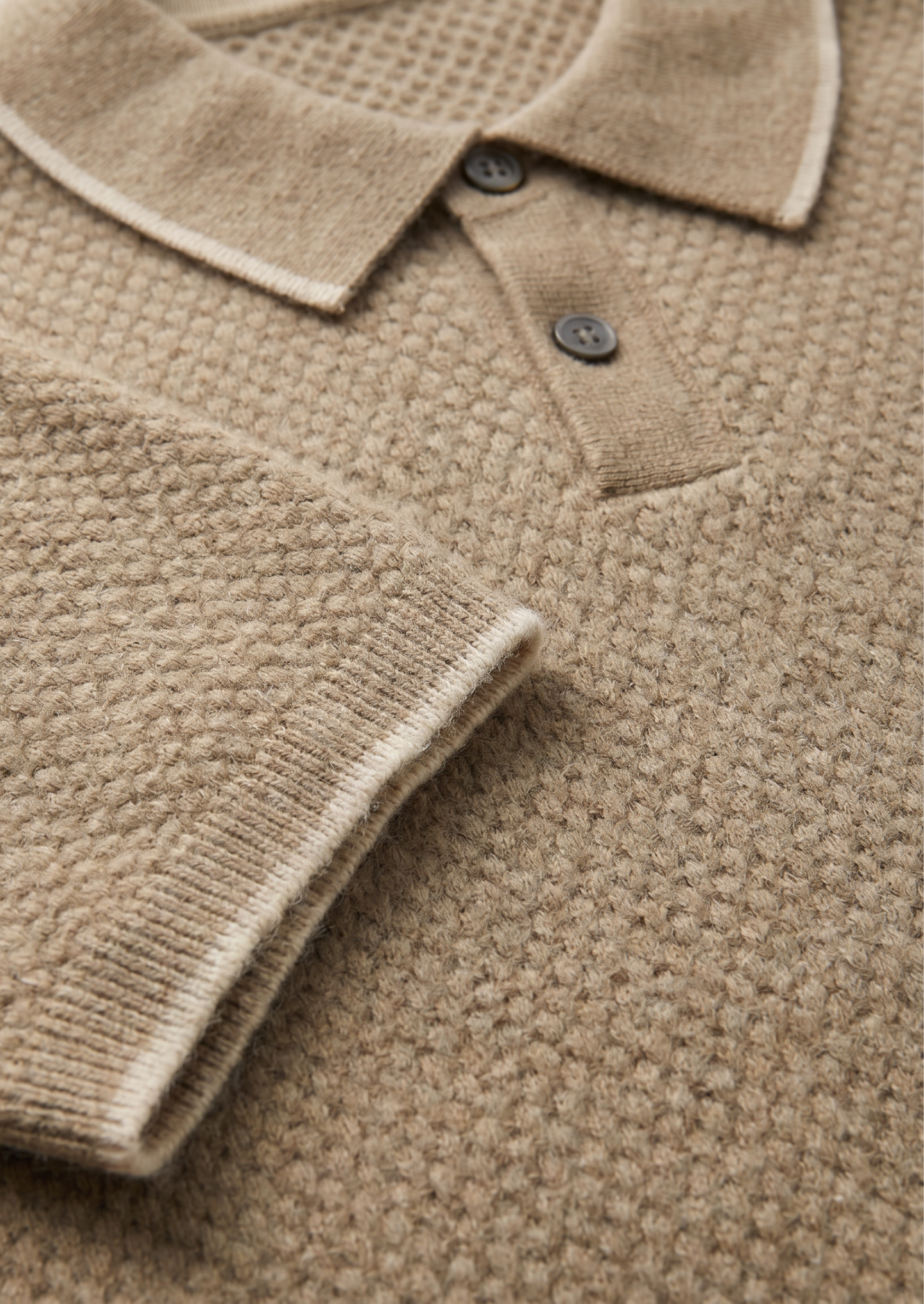 Premium Cashmere Beige Two-Tone Polo | Castielli