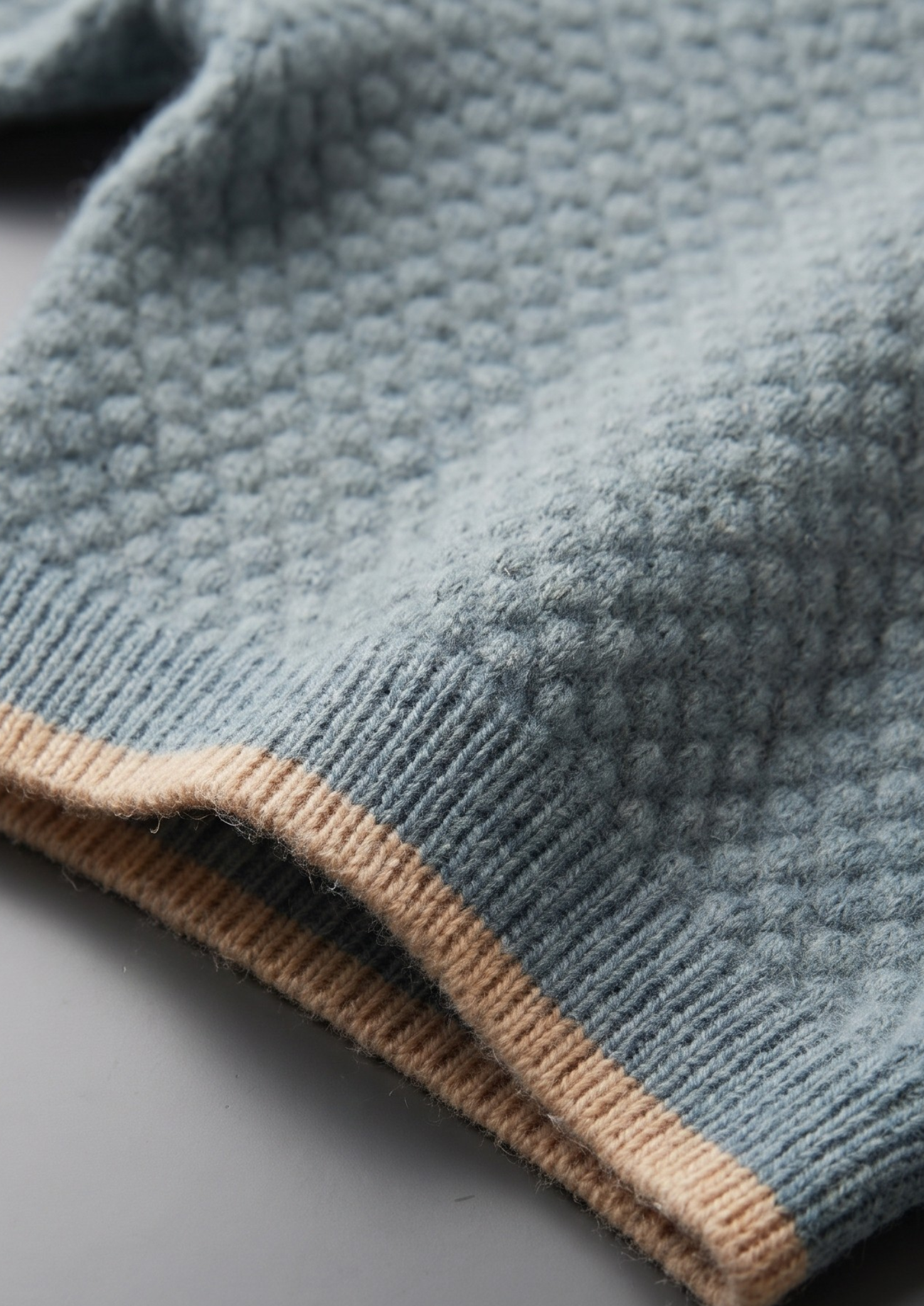 Premium Cashmere Sea Blue Two-Tone Polo | Castielli