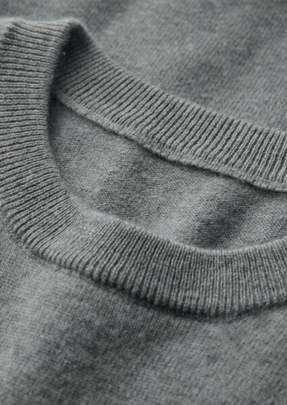 Premium Cashmere Classic Crewneck T-Shirt - Shadow Flint | Castielli