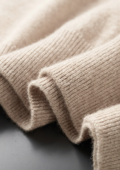 Premium Cashmere Classic Crewneck T-Shirt - Ivory Mocha | Castielli