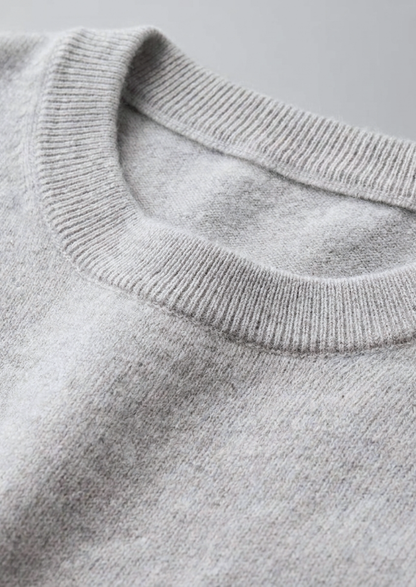 Premium Cashmere Classic Crewneck T-Shirt - Light Gray | Castielli