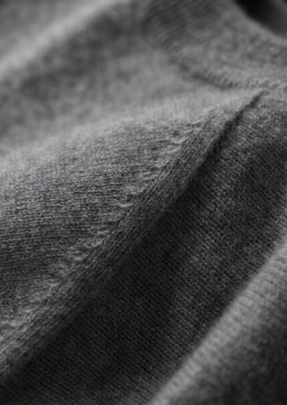 Premium Cashmere Classic Crewneck T-Shirt - Dark Gray | Castielli
