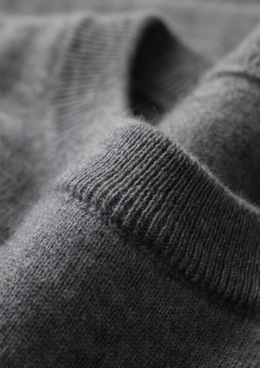 Premium Cashmere Classic Crewneck T-Shirt - Dark Gray | Castielli