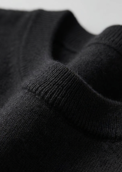 Premium Cashmere Classic Crewneck T-Shirt - Black | Castielli