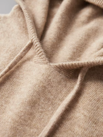 Pure Extra-Fine Merino Wool Beige Leisure Hoodie | Castielli