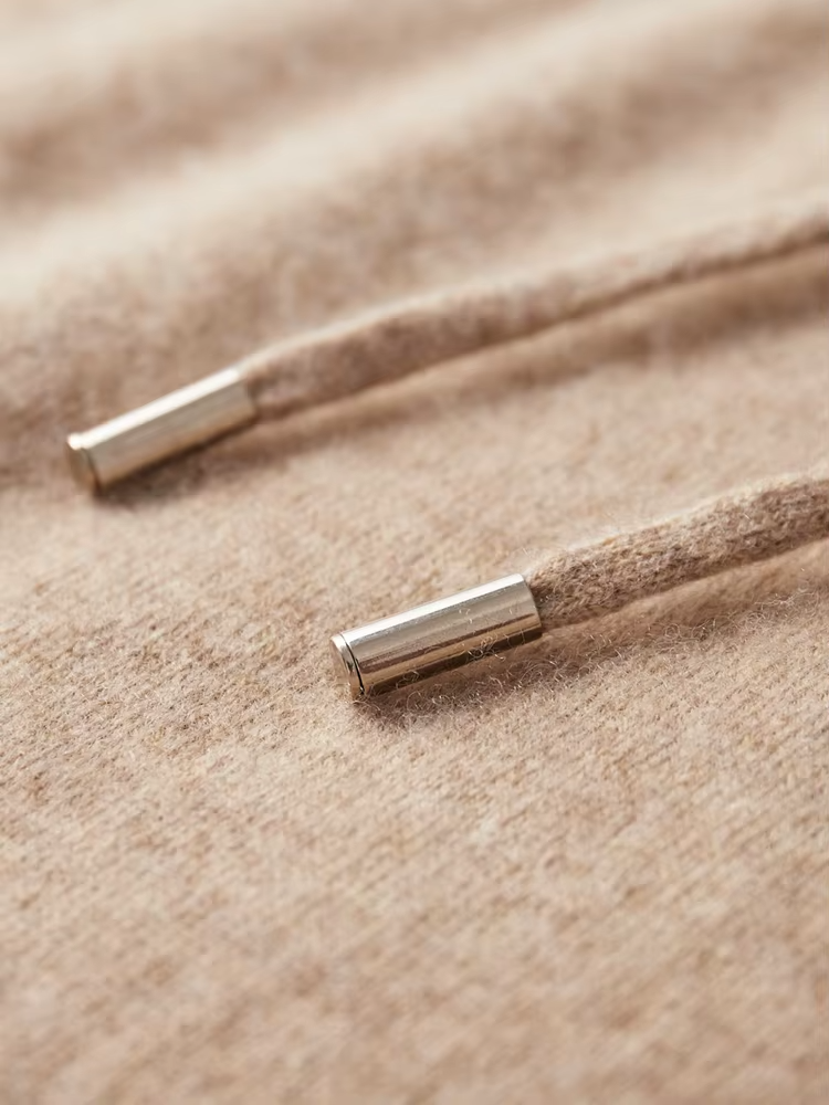 Pure Extra-Fine Merino Wool Beige Leisure Hoodie | Castielli