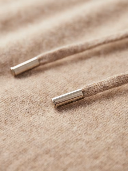 Pure Extra-Fine Merino Wool Beige Leisure Hoodie | Castielli