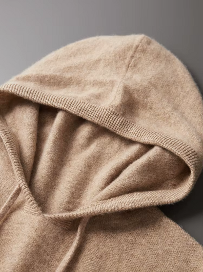 Pure Extra-Fine Merino Wool Beige Leisure Hoodie | Castielli