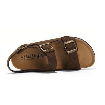 Amalfi Three-Strap Cork Sandals - Dark Brown | Castielli