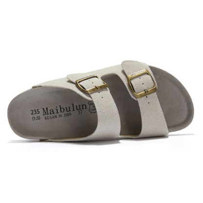 Maibulun Suede Arizona Sandals - Cream | Castielli