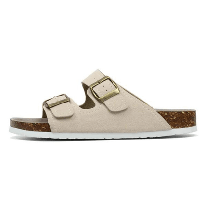 Maibulun Suede Arizona Sandals - Cream | Castielli