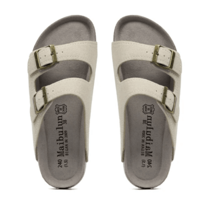 Maibulun Suede Arizona Sandals - Cream | Castielli