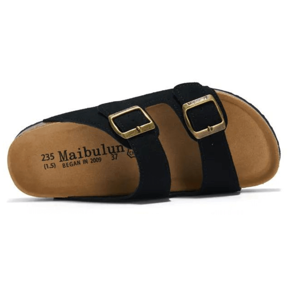 Maibulun Suede Arizona Sandals - Black | Castielli