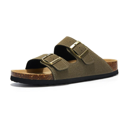Maibulun Suede Arizona Sandals - Moss Green | Castielli