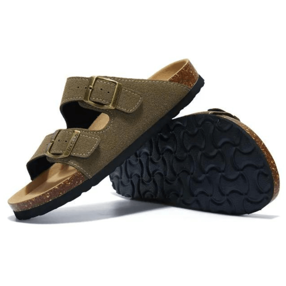 Maibulun Suede Arizona Sandals - Moss Green | Castielli