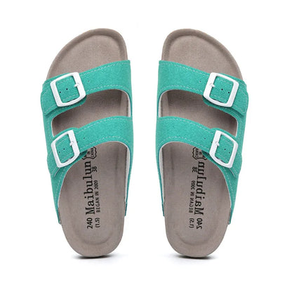 Maibulun Suede Arizona Sandals - Aqua | Castielli