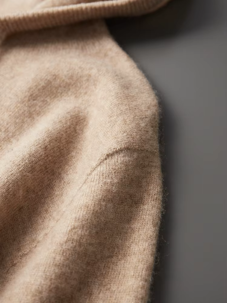 Pure Extra-Fine Merino Wool Beige Leisure Hoodie | Castielli