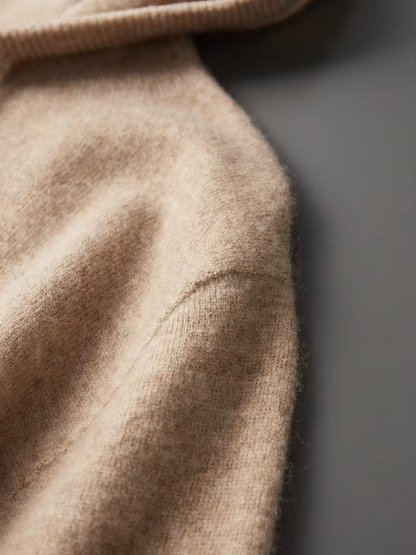 Pure Extra-Fine Merino Wool Beige Leisure Hoodie | Castielli
