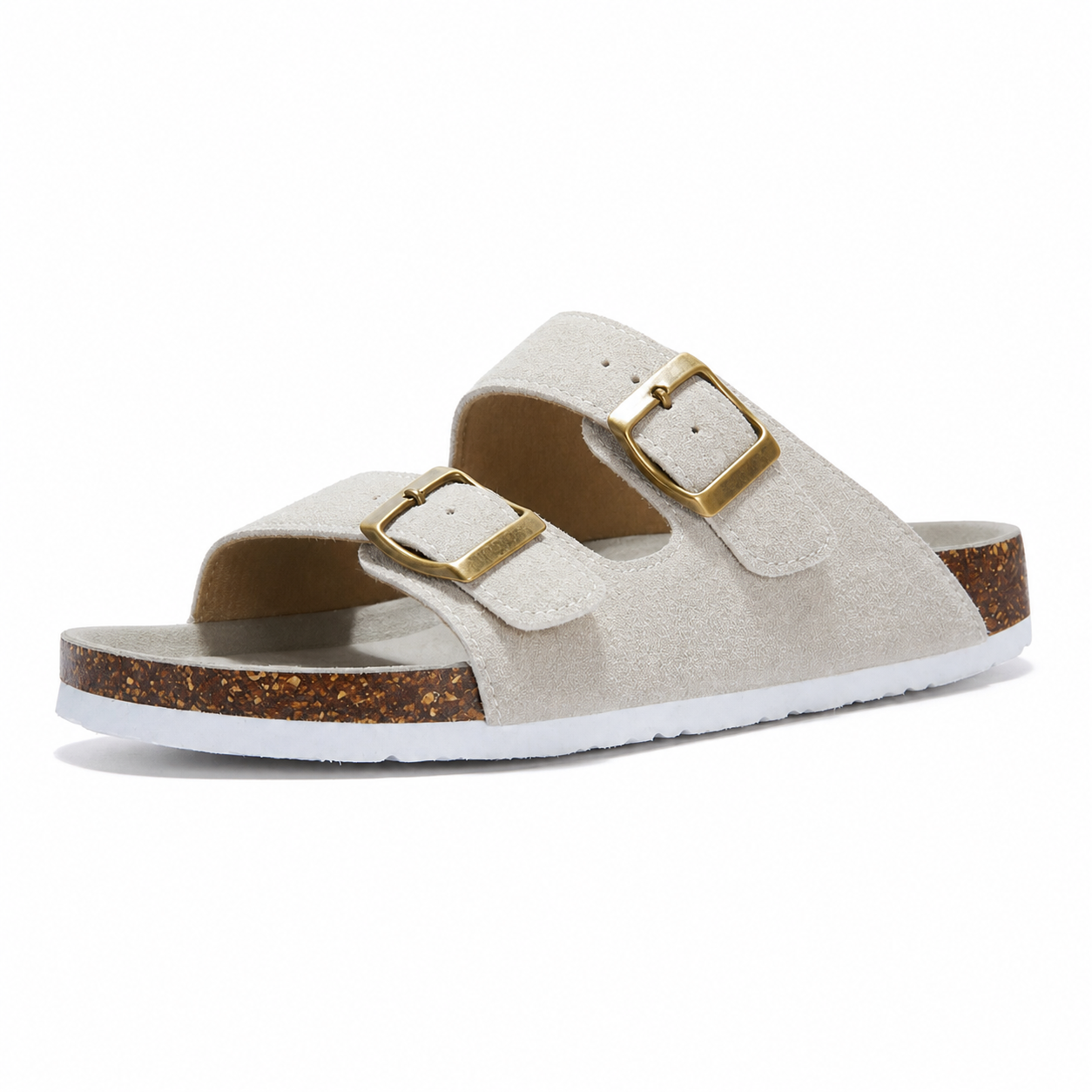 Maibulun Suede Arizona Sandals - Cream | Castielli