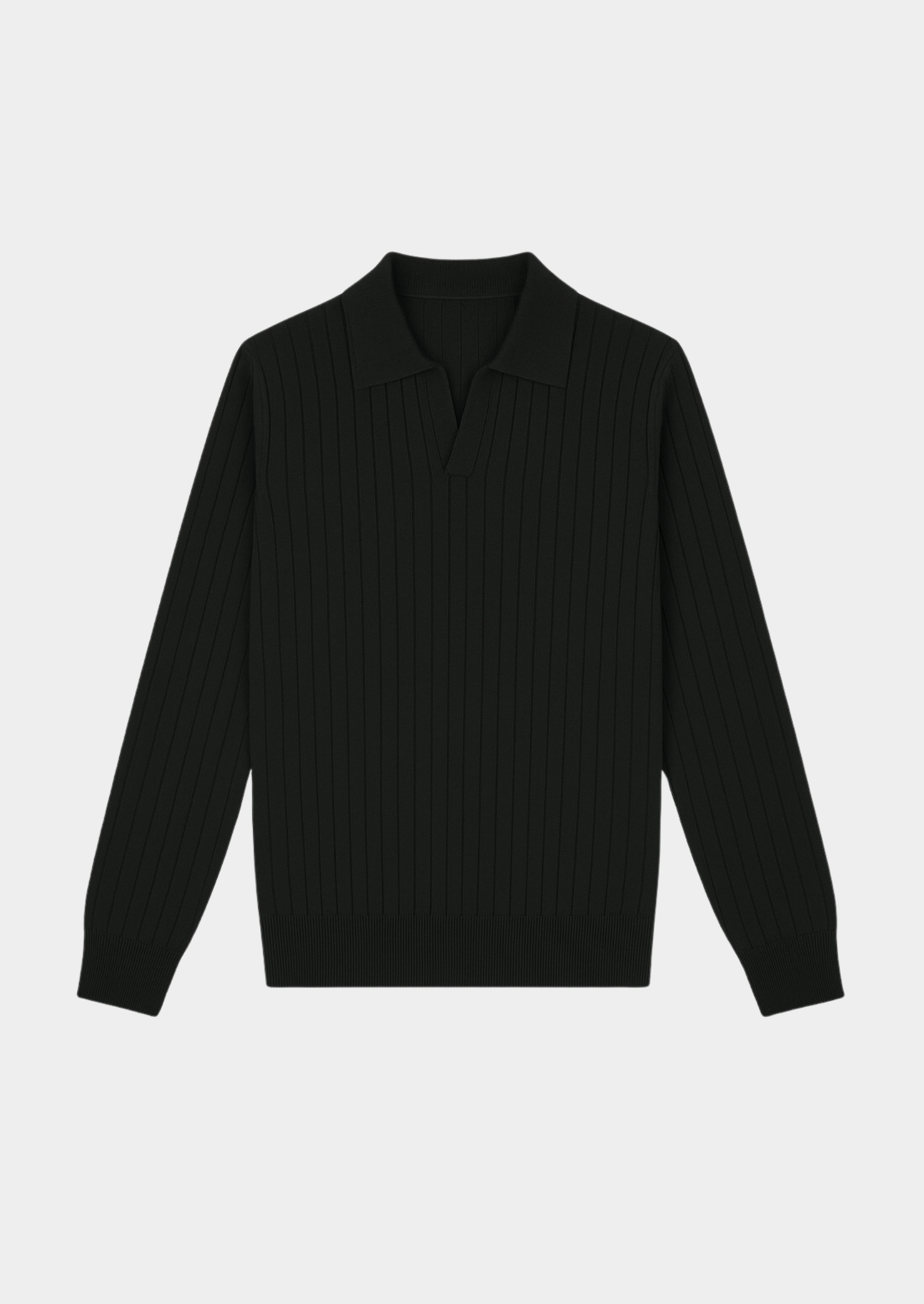 Black Buttonless Ribbed Polo | Castielli